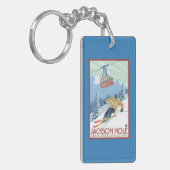 Jackson Hole, Wyoming-Skifahrer und Tram Schlüsselanhänger (Vorderseite links)