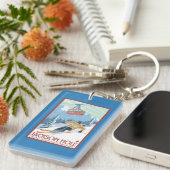 Jackson Hole, Wyoming-Skifahrer und Tram Schlüsselanhänger (Vorderseite rechts)