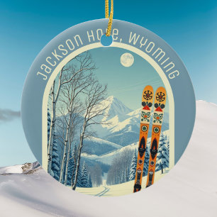 Jackson Hole Wyoming Skigebiet Souvenir Keramik Ornament