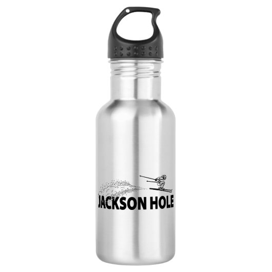 Jackson Hole Wyoming Skispringer Edelstahlflasche (Vorderseite)