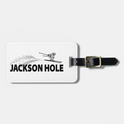 Jackson Hole Wyoming Skispringer Gepäckanhänger (Vorderseite horizontal)