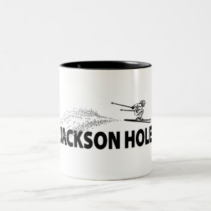 Jackson Hole Wyoming Skispringer Zweifarbige Tasse