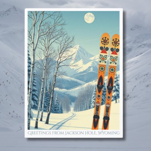 Jackson Hole Wyoming Skiurlaub Postcard Postkarte