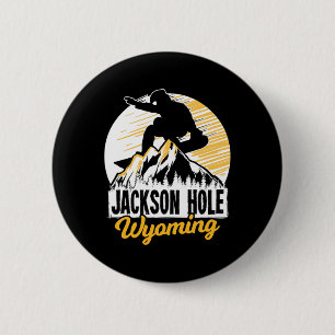 Jackson Hole Wyoming Snowboarden Geschenk für ein Button