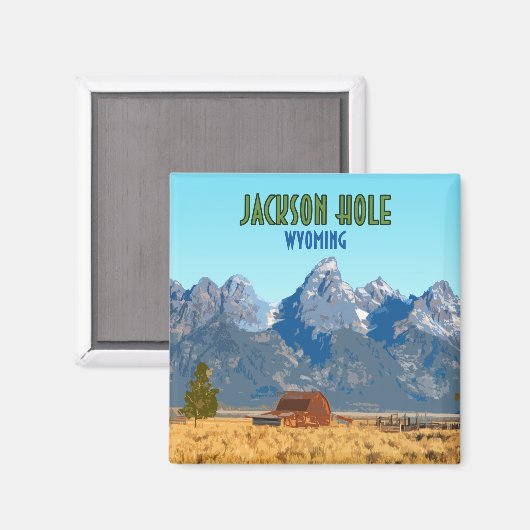 Jackson Hole Wyoming Vintag Magnet (Vorderseite/Rückseite)