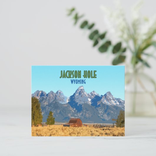 Jackson Hole Wyoming Vintag Postkarte (Stehend Vorderseite)