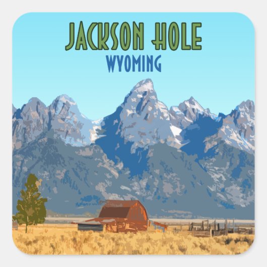 Jackson Hole Wyoming Vintag Quadratischer Aufkleber (Vorderseite)