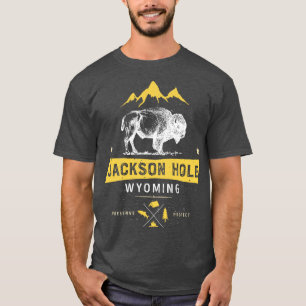 Jackson Hole Wyoming Vintage Bison Büffel Männer F T-Shirt