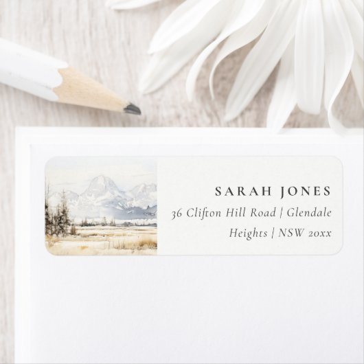 Jackson Hole Wyoming Watercolor Landscape Address (Insitu)