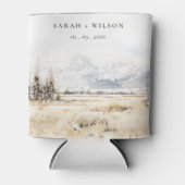 Jackson Hole Wyoming Watercolor Landscape Wedding Dosenkühler (Vorderseite)