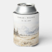 Jackson Hole Wyoming Watercolor Landscape Wedding Dosenkühler (Kanne Rückseite)