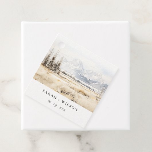 Jackson Hole Wyoming Watercolor Landscape Wedding Geschenkanhänger (Beispiel)
