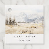 Jackson Hole Wyoming Watercolor Landscape Wedding Geschenkanhänger (Vorderseite)