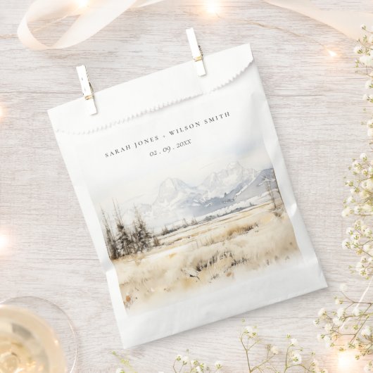 Jackson Hole Wyoming Watercolor Landscape Wedding Geschenktütchen (Ausgeschnitten)
