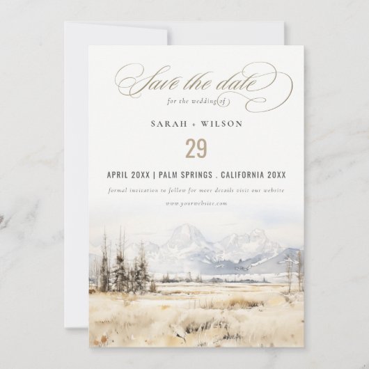 Jackson Hole Wyoming Watercolor Landscape Wedding Save The Date (Vorderseite)