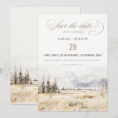 Jackson Hole Wyoming Watercolor Landscape Wedding Save The Date (Vorne/Hinten)