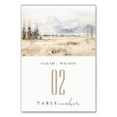 Jackson Hole Wyoming Watercolor Landscape Wedding Tischnummer (Rückseite)