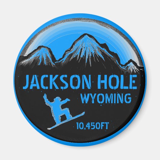 Jackson Hole Wyomoming blauer Snowboard-Kunstmagne Magnet (Vorne)