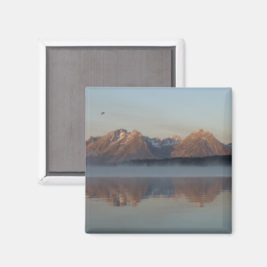 Jackson Lake Dam Reflection in Grand Teton Park Magnet (Vorderseite/Rückseite)