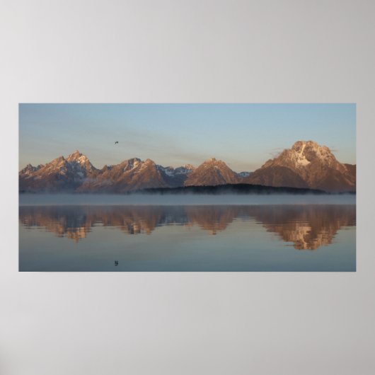 Jackson Lake Dam Reflection in Grand Teton Park Poster (Vorne)