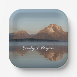 Jackson Lake Damm Reflexion im Grand Teton Park Pappteller