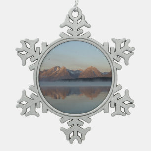 Jackson Lake Damm Reflexion im Grand Teton Park Schneeflocken Zinn-Ornament