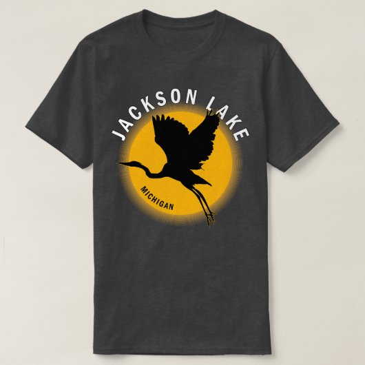 Jackson Lake in Michigan Heron Sunrise T-Shirt (Design vorne)