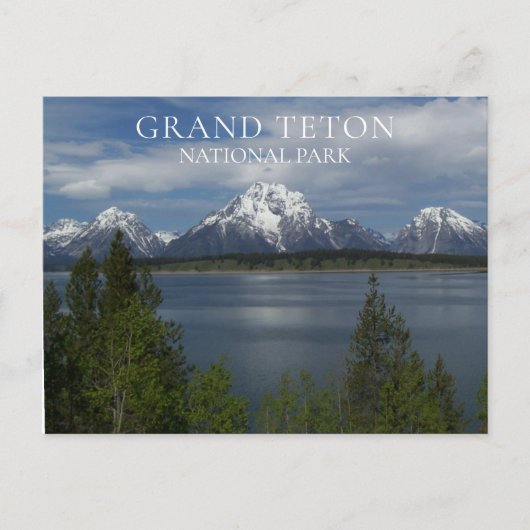 Jackson Lake, schneebedeckte Gipfel, Grand Teton Postkarte (Vorderseite)