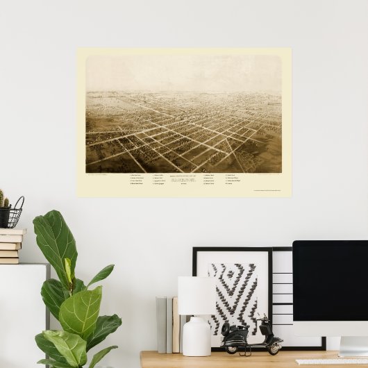 Jackson, MI Panoramic Map - 1868 Poster (Heimbüro)