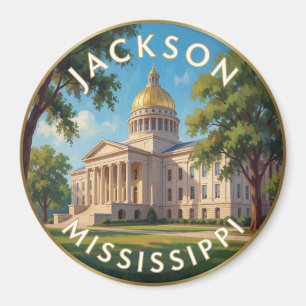 Jackson Mississippi Capitol Reise Illustration Magnet