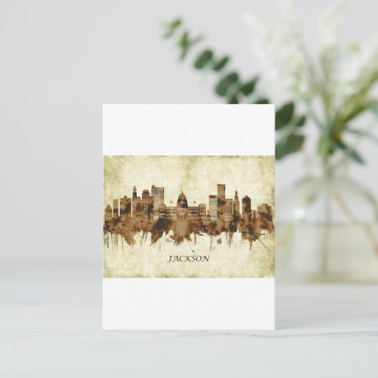 Jackson Mississippi Cityscape Einladungspostkarte (Stehend Vorderseite)