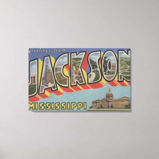 Jackson, Mississippi - Große Buchstabenszenen Leinwanddruck (Vorderseite)