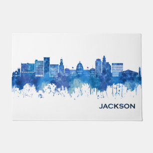 Jackson Mississippi Skyline Blue Fußmatte