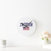Jackson MS US Flag Runde Wanduhr (Zuhause)