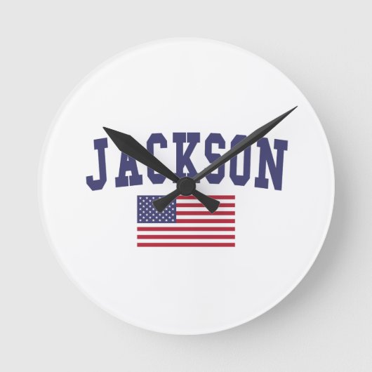 Jackson MS US Flag Runde Wanduhr (Vorderseite)