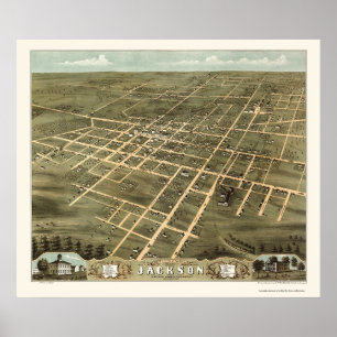 Jackson, panoramische Karte TN - 1870 Poster