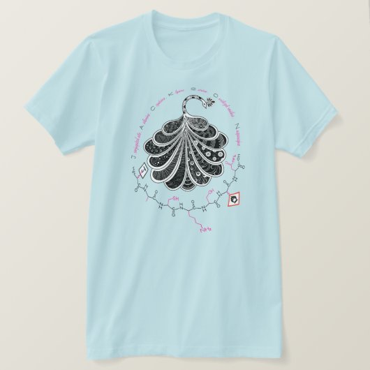 JACKSON peptide, peacock w/ custom text, light T-Shirt (Design vorne)