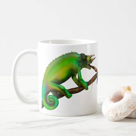 Jackson’s Chameleon Aiming Kaffeetasse (Mit Donut)