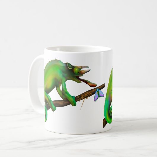 Jackson’s Chameleon Aiming Kaffeetasse (Vorderseite Links)