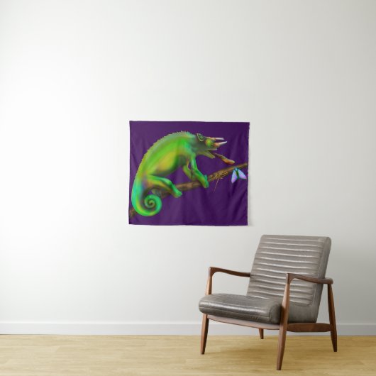 Jackson’s Chameleon Aiming Wandteppich (Beispiel (Horizontal))