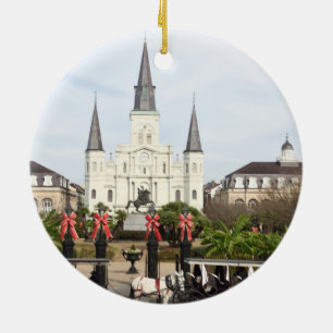 Jackson Square, Kathedrale von Saint Louis at Xmas Keramik Ornament