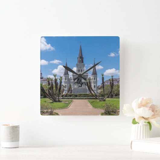 Jackson Square, NOLA Quadratische Wanduhr (Zuhause)