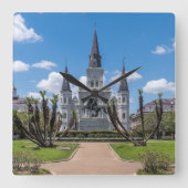 Jackson Square, NOLA Quadratische Wanduhr (Vorderseite)