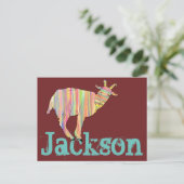 Jackson Stripy Goat Colorful Funky Animal Art Postkarte (Stehend Vorderseite)