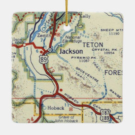 Jackson WY Vintag Map Keramikornament