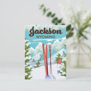 Jackson Wyoming Skiplakat Postkarte