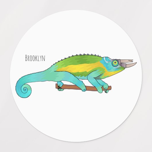 Jacksons Chamäleon-Cartoon-Abbildung Etiketten (Design 2)