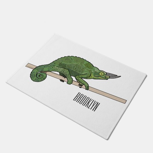 Jacksons Chamäleon-Cartoon-Abbildung Fußmatte (Schrägansicht)