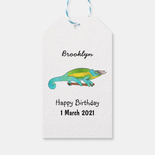 Jacksons Chamäleon-Cartoon-Abbildung Geschenkanhänger (Rückseite)