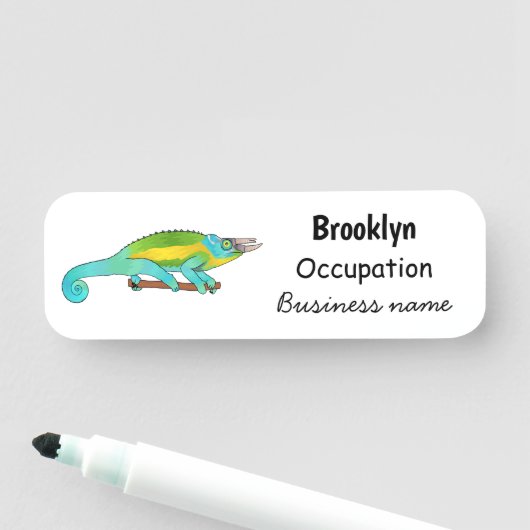 Jacksons Chamäleon-Cartoon-Abbildung Namensschild (Beispiel)